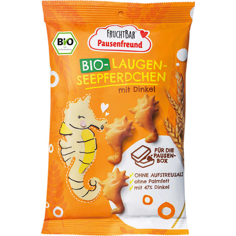 FRUCHTBAR Pausenfreund Snack pour enfants Bretzels en forme de chevaux de mer à l'épeautre dès 3 ans (90 g)