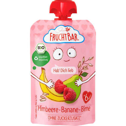 FruchtBar compote en gourde framboise, banane, poire et boisson à l'avoine dès 6 mois (100 g)