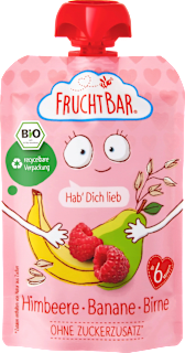 FruchtBar compote en gourde framboise, banane, poire et boisson à l'avoine dès 6 mois (100 g)