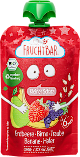 FruchtBar Quetschie 'Kleiner Schatz' fraise, poire, raisin, avoine, dès 6 mois (100 g)