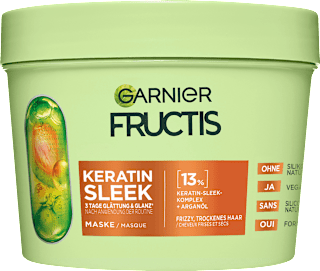 GARNIER FRUCTIS Masque capillaire Keratin Sleek, cure anti-frisottis (370 ml)
