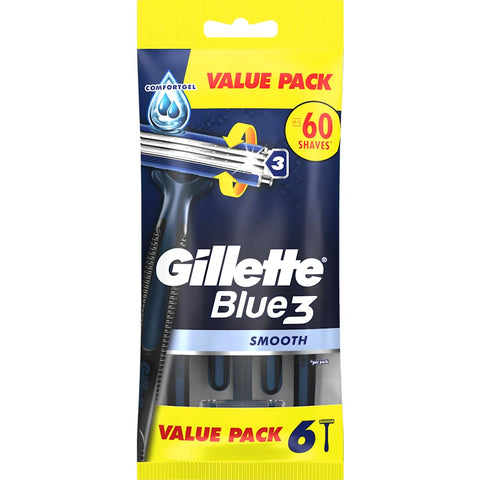 Gillette Blue3 Smooth disposable razor (6 count)