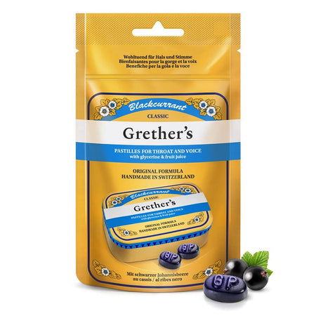 Grethers Blackcurrant Gold pastilles sucrées sachet recharge (110 g)