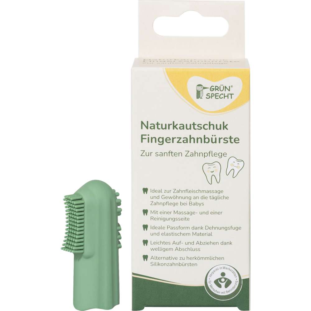 Grünspecht brosse à dents à doigt en caoutchouc naturel (1 pièce)