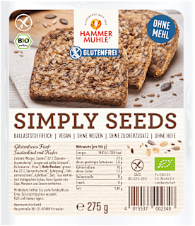 Hammermühle pain aux 5 graines Simply Seeds sans gluten (4 pièces) 275 g