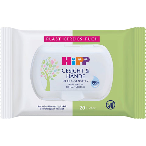 HiPP Babysanft lingettes humides visage et mains, format voyage (20 pièces)