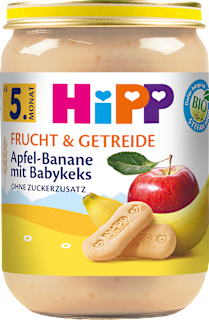 HiPP Fruits & Céréales Pomme-Banane avec biscuit bébé dès le 5ème mois (190 g)