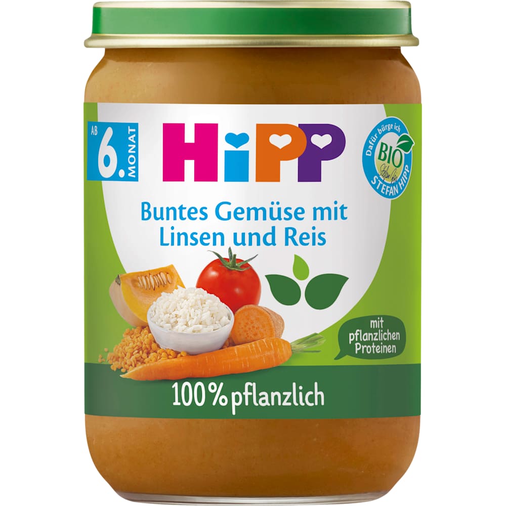HiPP Menu légumes colorés aux lentilles et riz dès 6 mois végétal (190 g)