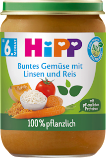 HiPP Menu légumes colorés aux lentilles et riz dès 6 mois végétal (190 g)