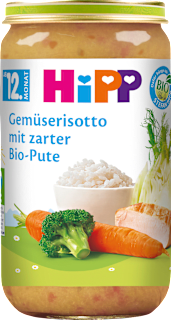 HiPP Menu risotto aux légumes avec dinde tendre dès le 12e mois (250 g)