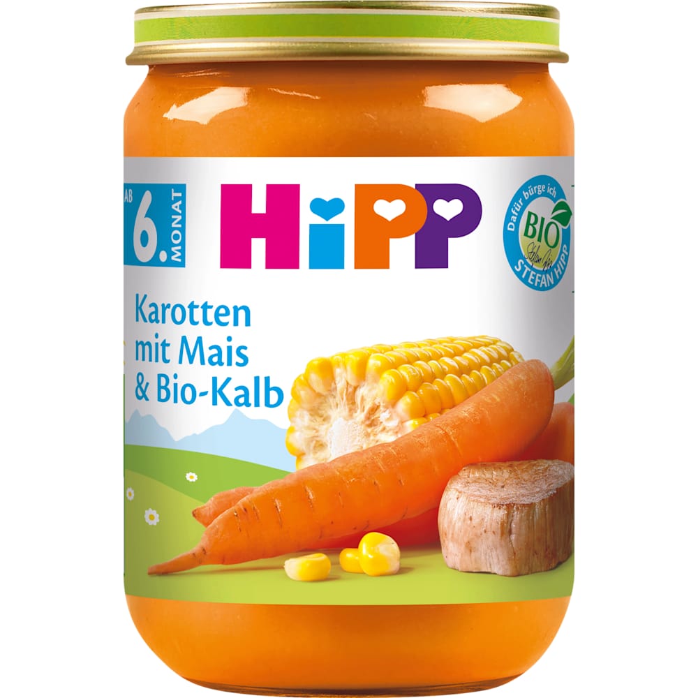 HiPP Menü Carottes au maïs et veau dès 6 mois (190 g)