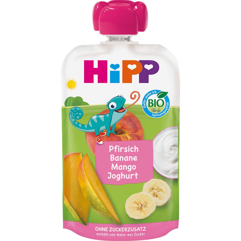 HiPP gourde de fruits pêche banane mangue au yaourt, dès 1 an (100 g)