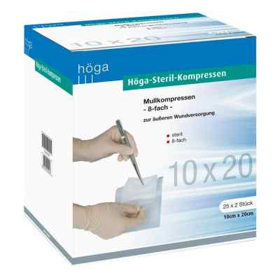 Höga compresses stériles 10x20cm 8 épaisseurs (25x2 pièces)