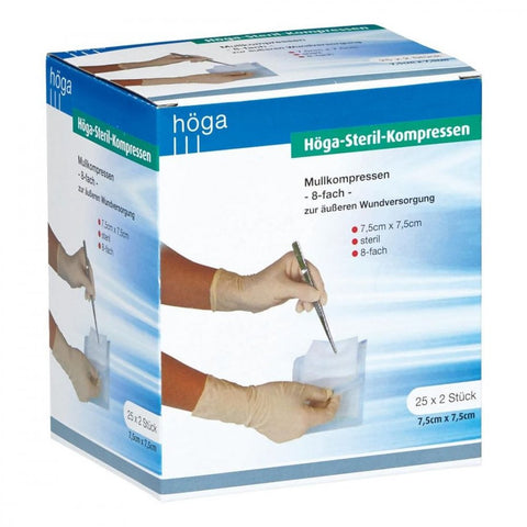 Höga sterile gauze swabs 7.5x7.5 cm 8-ply (25x2 pieces)