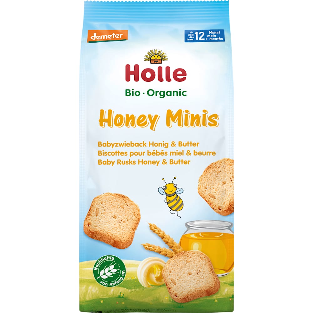 Holle En-cas bébé biscottes Honey Minis dès 12 mois (100 g)