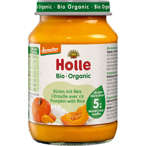 Holle Menu potiron avec riz dès le 5e mois (190 g)