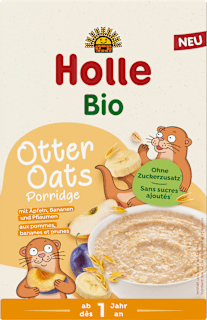 Holle Porridge Otter Oats avec pommes, bananes et prunes, dès 1 an (200 g)