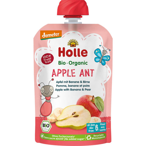 Holle compote Apple Ant, pomme, banane et poire dès 6 mois (100 g)
