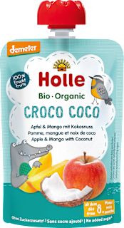 Holle Quetschie Croco Coco, pomme & mangue avec noix de coco dès 8 mois, 100 g