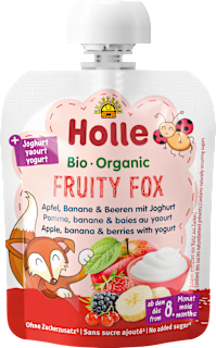 Holle Fruity Fox pomme, banane & baies au yaourt, dès 8 mois (85 g)