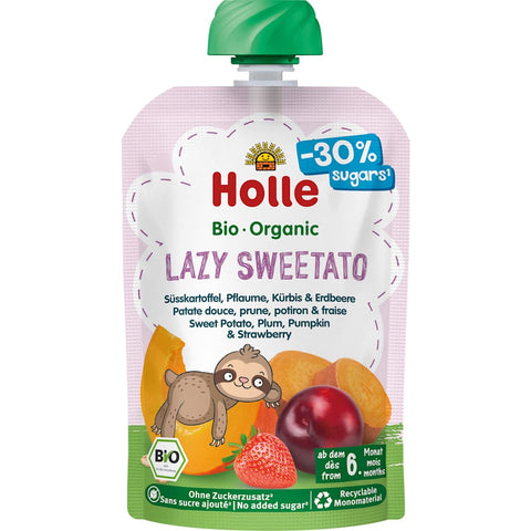 Holle Quetschie Lazy Sweetato patate douce, prune, potiron et fraise, dès le 6e mois (100 g)