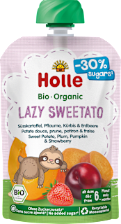 Holle Quetschie Lazy Sweetato patate douce, prune, potiron et fraise, dès le 6e mois (100 g)