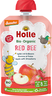 Holle Quetschie Red Bee, Pomme & Fraise dès 8 mois (100 g)