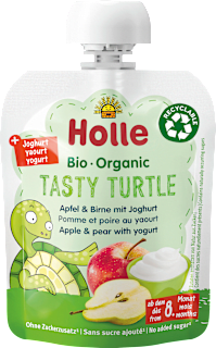 Holle Tasty Turtle gourde pomme & poire au yaourt, dès le 8ème mois, 85 g