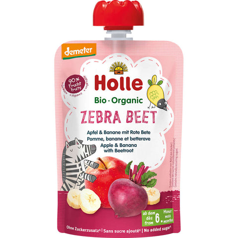 Holle Gourde Zebra Beet pomme, banane & betterave rouge dès 6 mois (100 g)