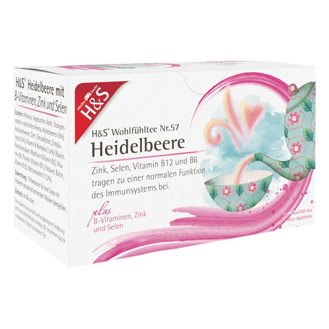 H&S Blueberry herbal tea with B vitamins, zinc, and selenium (20 bags of 2.5 g)