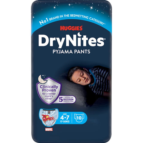 HUGGIES DryNites Pyjama culottes garçons 4-7 ans (10 pièces)