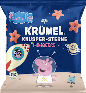 KRÜMEL Snack pour enfants Peppa Pig étoiles croustillantes à la framboise dès 3 ans (20 g)