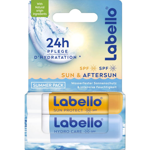 Labello Sun SPF 50 & Hydro SPF 15 lip balm mixed summer set (2 x 4.8 g), 9.6 g