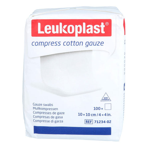 Leukoplast cotton gauze swabs 10 x 10 cm non-sterile 8-ply (100 pieces)