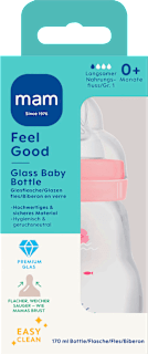mam Biberon en verre Feel Good rose dès la naissance (170 ml, 1 pièce)