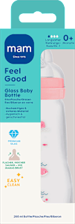 Mam Feel Good biberon en verre rose, dès la naissance (260 ml, 1 pièce)