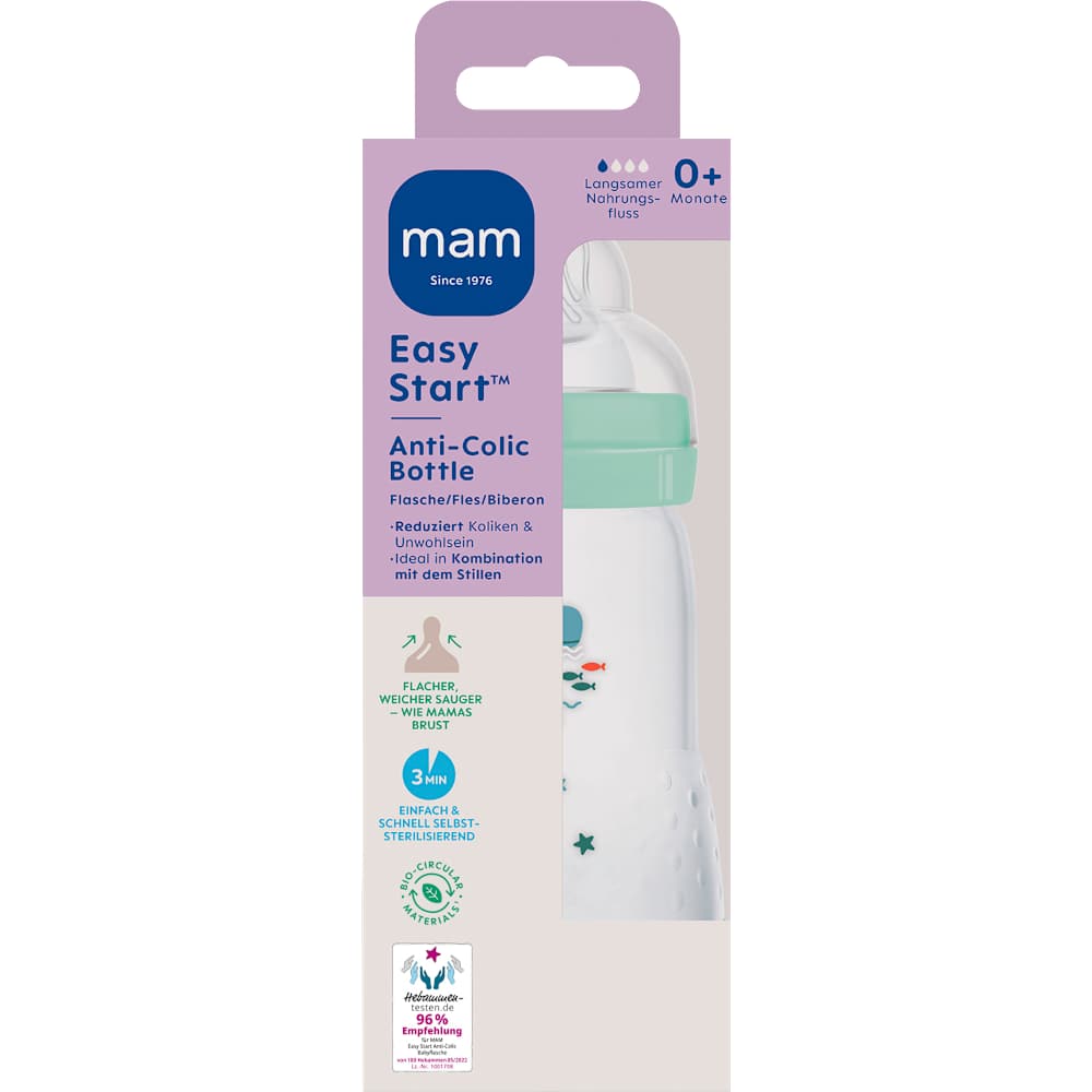 MAM Easy Start Anti-Colic biberon menthe (260 ml, 1 pièce)