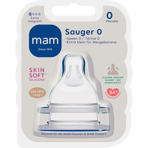 Mam silicone bottle teat size 0 from birth (2 pieces)