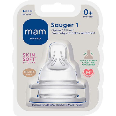 MAM Silicone Bottle Teat Size 1 from Birth (2 pieces)