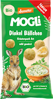 MOGLi Snack enfant boules d'épeautre, saveur fromage blanc aux herbes, dès 3 ans (40 g)