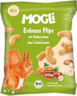 MOGLi Flips aux arachides et pois chiches, snack pour enfants dès 3 ans (30 g)