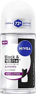 NIVEA Antitranspirant Deo Roll-on Black & White Invisible Authentic, 50 ml