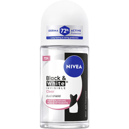 NIVEA Antitranspirant déodorant roll-on Black & White Invisible Clear (50 ml)
