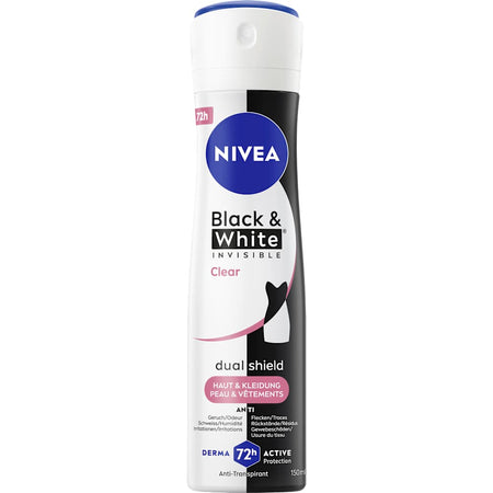 NIVEA Déodorant spray anti-transpirant Black & White Invisible Clear (150 ml)