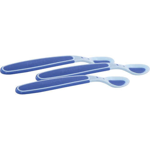 Nûby Cuillère bébé Soft Sensitive Flex pour purée, bleu (3 pièces)