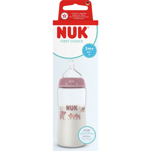 NUK First Choice biberon rose, dès 3 mois, 300 ml, 1 pièce