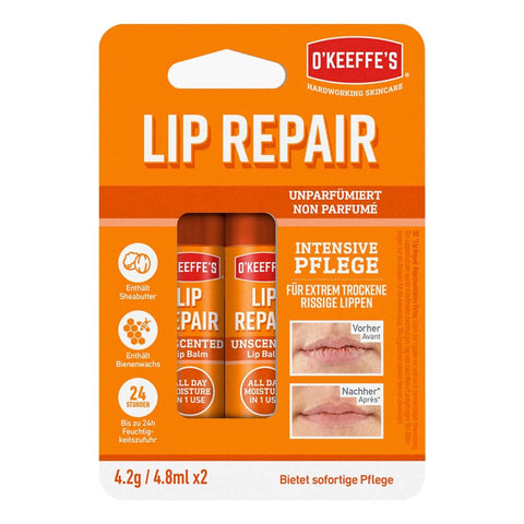 O'Keeffe's Lip Repair non parfumé double pack (2x4.2 g)