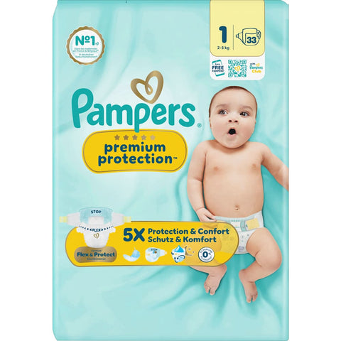 Pampers Premium Protection diapers size 1 (2-5 kg), 33 count