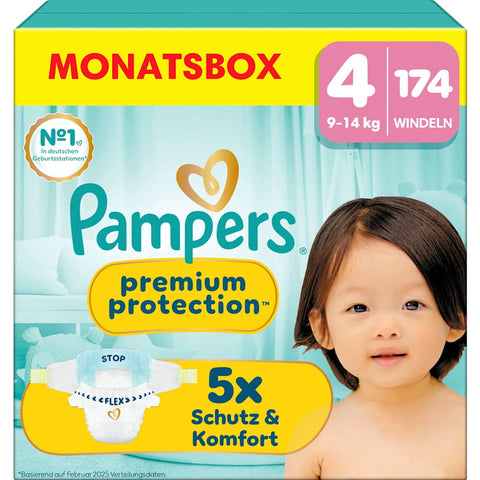 Pampers Premium Protection diapers Size 4 Maxi (9-14 kg), monthly box (174 pieces)