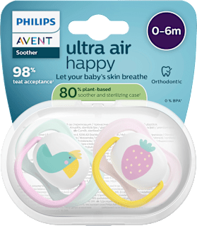 Philips Avent Ultra Air Happy sucette en silicone (rose/mint, 0-6 mois, 2 pièces)